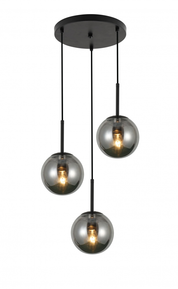Підвіс Sensio Lil 1x40 Вт E14 чорний/димчастий LS-74658/3PB-E1440W