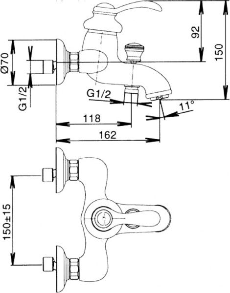 Змішувач для ванни Jacob Delafon Fairfax E71090-CP