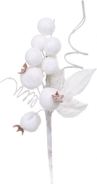 Декорація новорічна Пучечок ягід з листям 22 см білий EPI-EYK4-2276A 