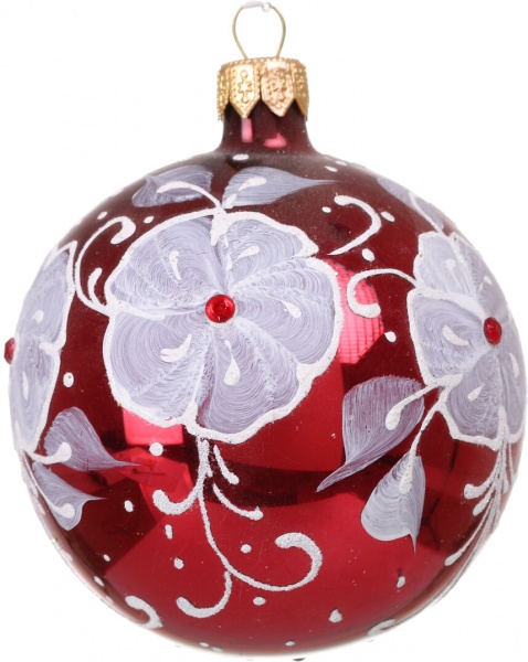 Шар новогодний цветочная серия d 80 мм в ассортименте