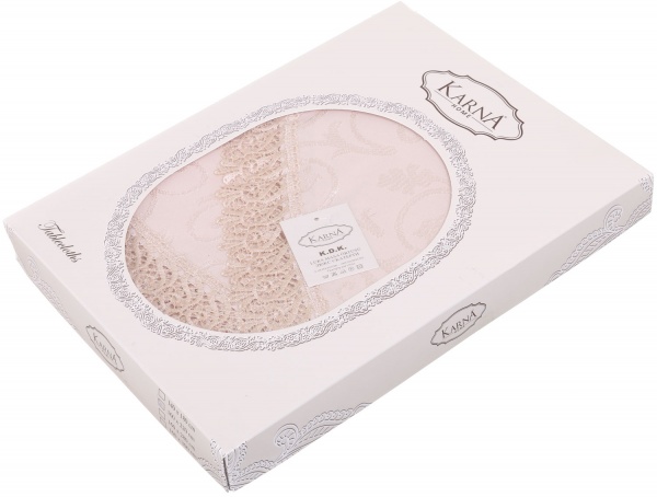 Скатерть с гипюром KDK 140x180 см бежевый Karna 