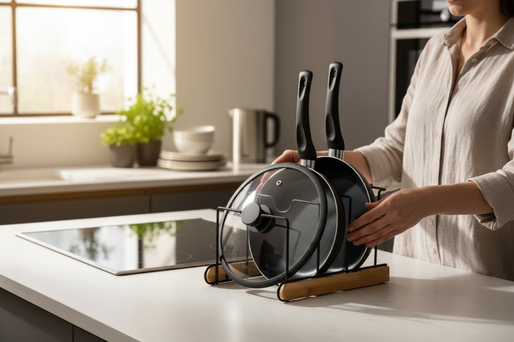 Подставка Flamberg Premium Woody для крышек и сковородок 30,5х20,5х20,3 см черный S-EK02804MB