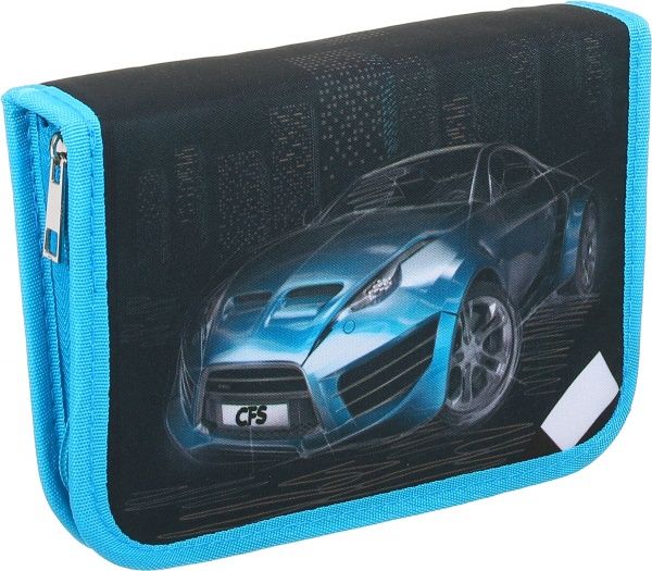 Пенал школьный Машина черно-голубой
