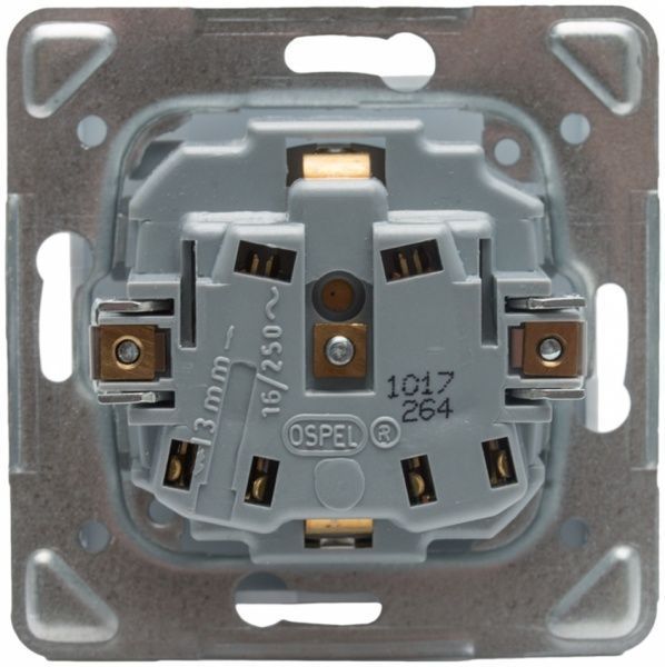 Розетка с заземлением Ospel Impresja 16 А 250 В без шторок белый