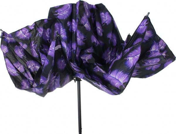 Зонт Перья, складной, полуавтомат фиолетовый 