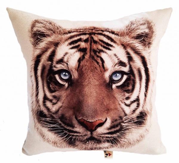 Подушка декоративная Тигр 43x43 см молочный с принтом Анна 