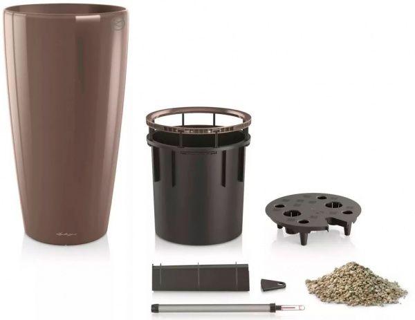 Кашпо Lechuza Rondo Premium 32 круглый 13л серо-коричневый (15784) 