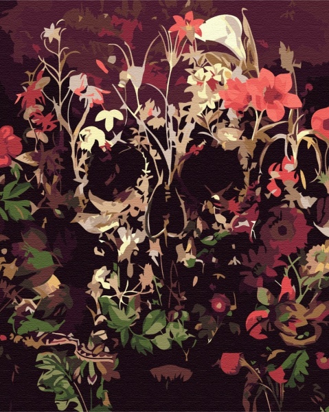 Картина за номерами Череп в сухоцвітах PBS51520 40х50 см Brushme 