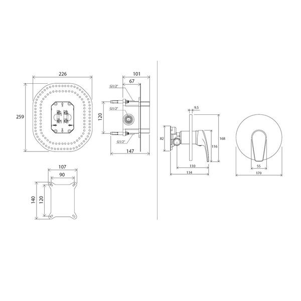 Змішувач прихованого монтажу Ravak NO 066.00 X070044