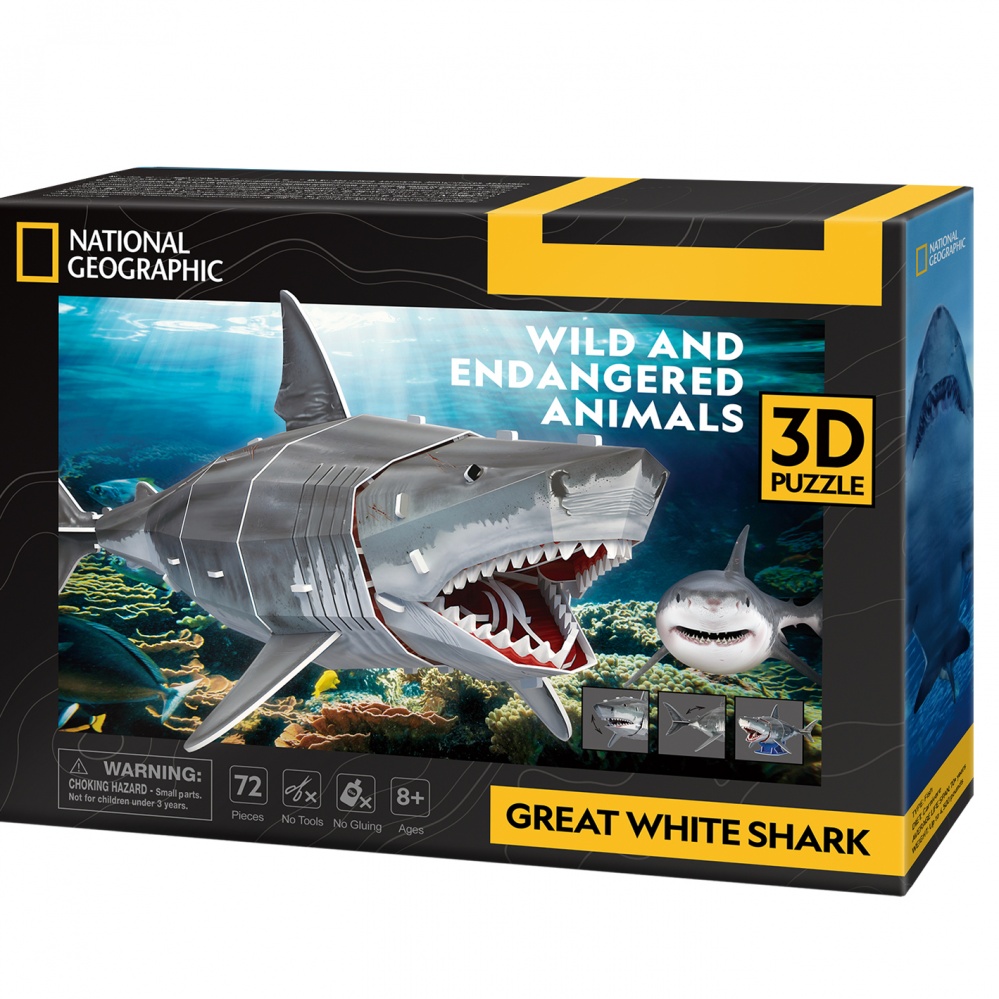 3D-пазл CubicFun серии Исчезающие животные Большая белая акула DS1098h
