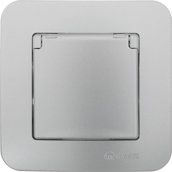 Розетка із заземленням Makel Lillium Natural з кришкою сріблястий