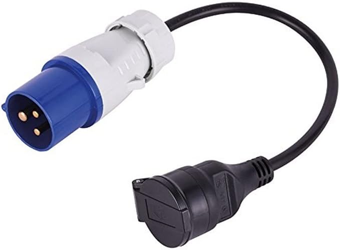 Переходник Electraline Тип C (евро) - Тип F (евро) с заземлением 2 гн. черный 900039