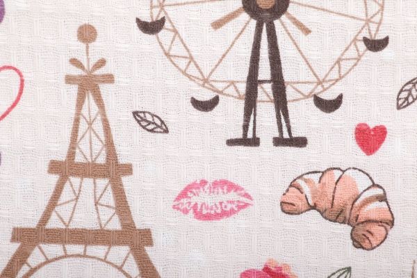 Набор полотенец вафельных Paris 45x60 см UP! (Underprice) кремовый/с принтом 