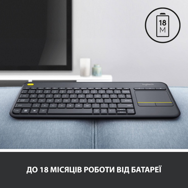Клавіатура Logitech Wireless Touch Keyboard K400 Plus (L920-007145) black 