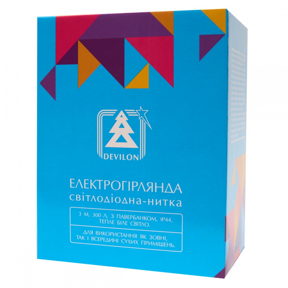 Электрогирлянда Девилон Нить с повербанком и пультом светодиодная (LED) 300 ламп 3 м (721343)