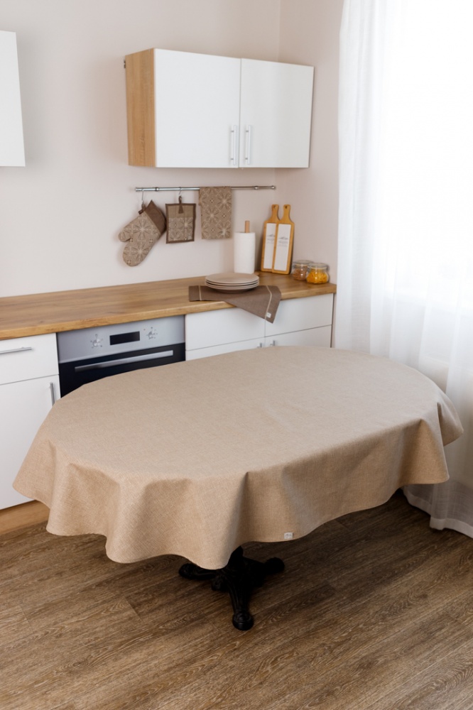 Скатерть овальная Корица Мокко 133x180 см Прованс