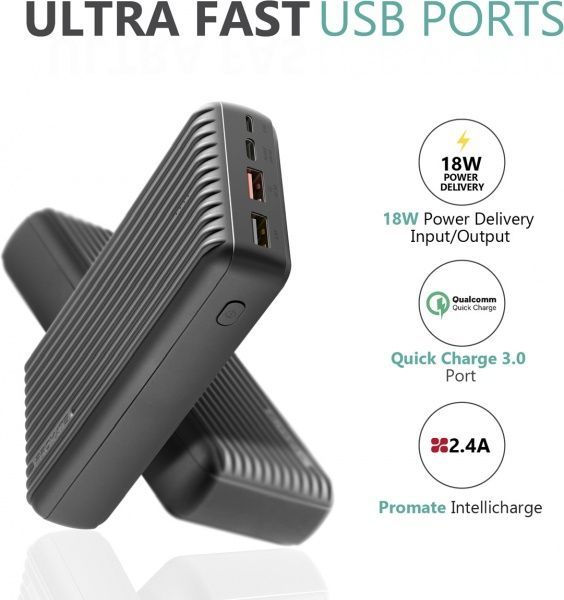 Зовнішній акумулятор (Powerbank) Promate Titan-30 30000 mAh (titan-30.black) 