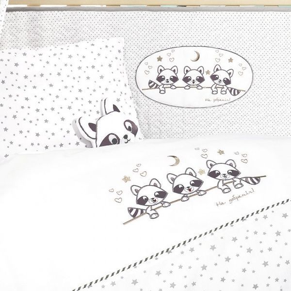 Комплект постельного белья IDEIA Кроха Енот 100х135 см белый с серым 8000012929 