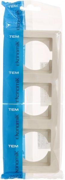 Рамка трехместная TEM Ekonomik вертикальная кремовый 4324152