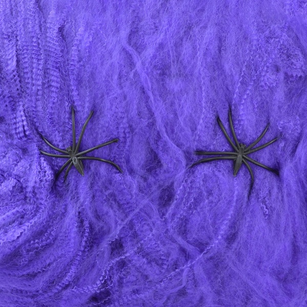 Декоративное изделие Паутина Хэллоуин 20 г с двумя паучками фиолетовая 973674 YES! Fun