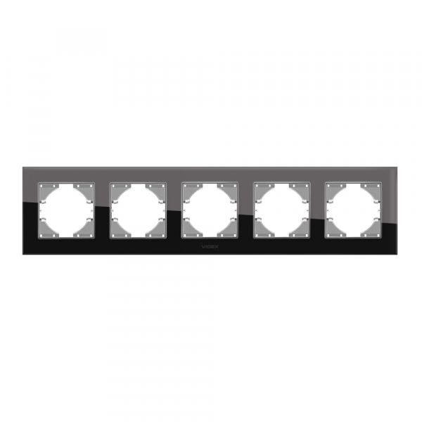 Рамка пятиместная Videx Binera горизонтальная черное стекло VF-BNFRG5H-B