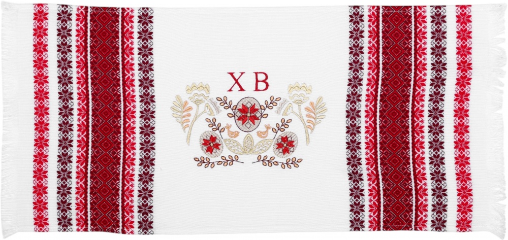 Полотенце пасхальное 623-25/00 32x65 см Эдельвика белый/красный