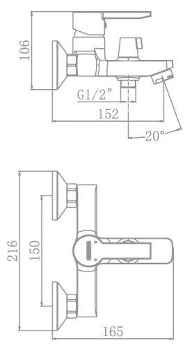 Смеситель для ванны Aqua Rodos Aqua 90771