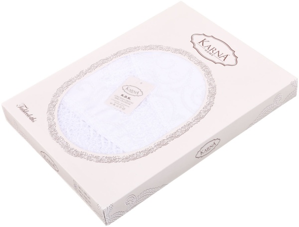 Скатерть с гипюром KDK 160x220 см белый Karna 