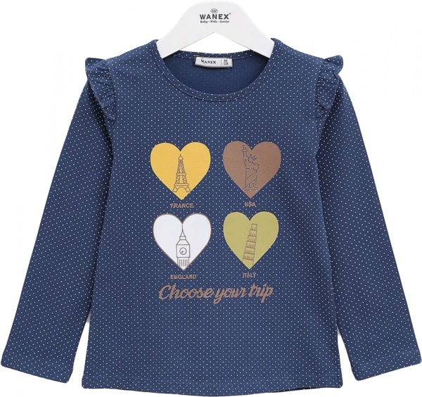 Реглан для дівчинки Wanex 31647 р.110 синій 