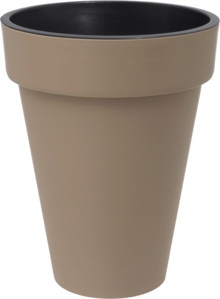 Горшок пластиковый Prosperplast Cube slim 2 в 1 круглый 12л капучино (72952-7502) 