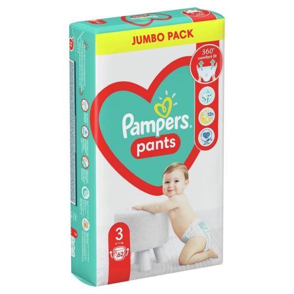 Подгузники-трусики Pampers Pants размер 3 (6-11 кг) 62 шт.