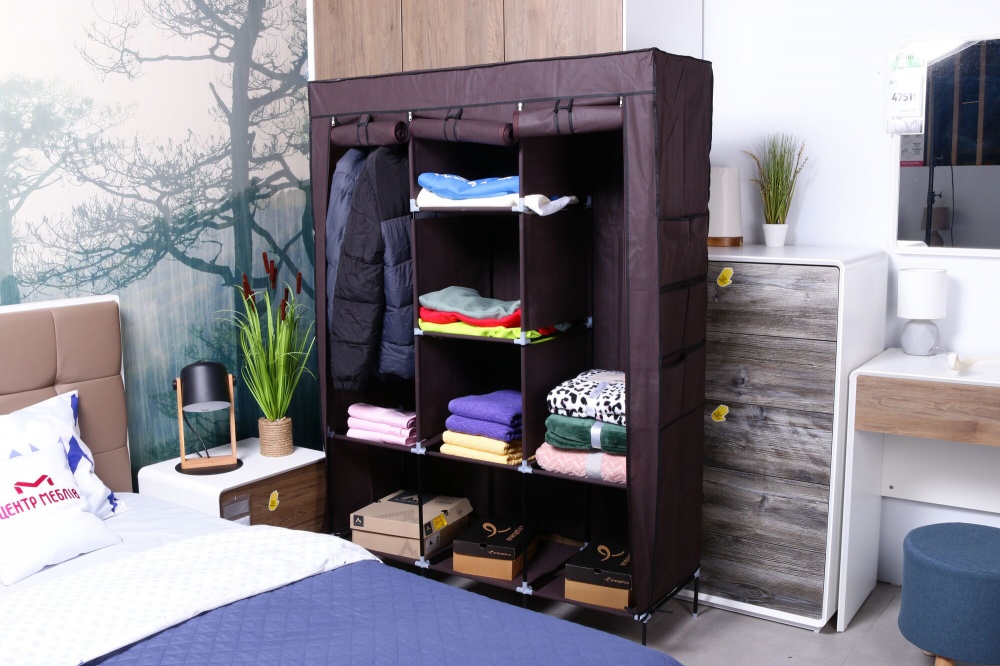 Тканевый шкаф LUNA HOME BROWNY с карманами 1720х1280х450 мм коричневый