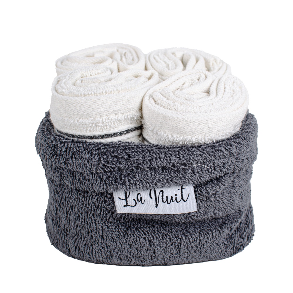 Набор полотенец махровых Корзинка 30x40 см серый/белый La Nuit