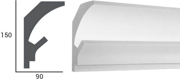 Карниз Tesori KD 202 white 1150x150x90мм 