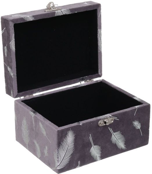 Сундук для украшений Листья 16х12х9 см серый с серебристым