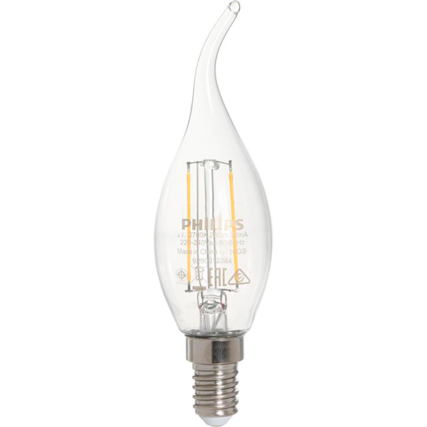 Лампа світлодіодна Philips LED Fila 2.3 Вт E14 WW BA35 ND 1CN APR 929001180307