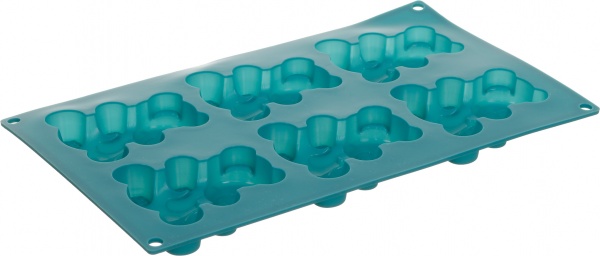 Форма для кексів Magic Ring Ведмедики 30.5х18х2 см 6 шт бірюза Flamberg Smart Kitchen