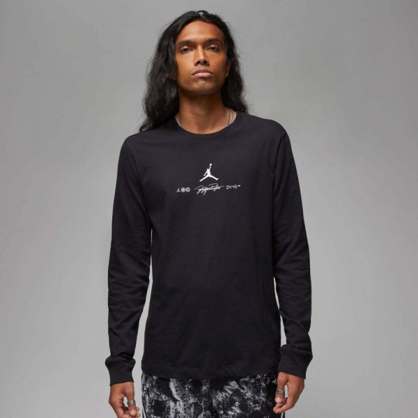 Футболка Nike M J DF SPRT GFX LS CREW DV8446-010 р.XL черный