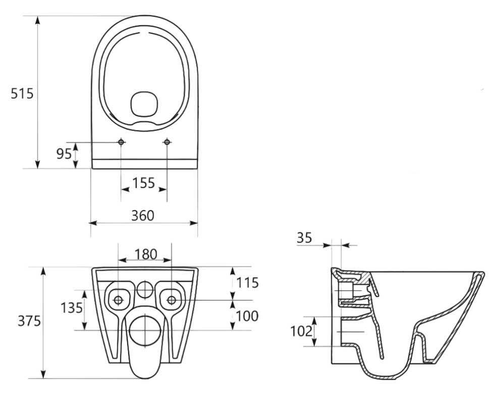 Комплект инсталляции Cersanit СЕТ C58 SYSTEM 40 механическая + подвесной унитаз MESTO глянцевый хром