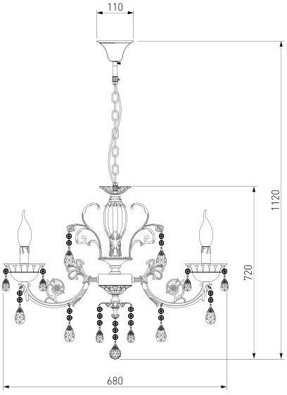 Люстра підвісна Strotskis Carolina 6x60 Вт E14 сріблястий 230/6 