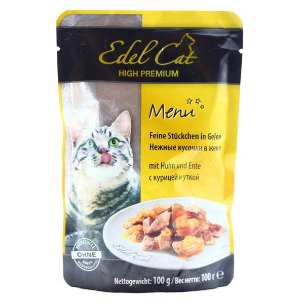Корм Edel Cat с курицей и уткой в желе 100 г