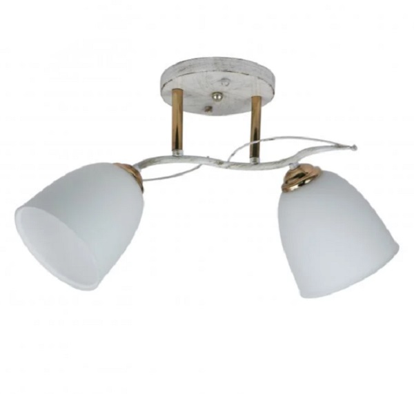 Люстра Miorro Quadro металл/стекло 2x40 Вт E27 белый/золото 51-311-022