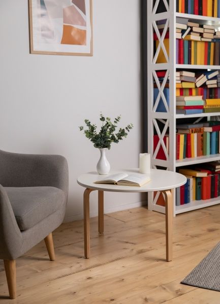 Стол журнальный круглый бук/белый 700x500мм 