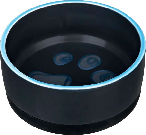 Миска Trixie на гумовій основі чорна з лапкою 24777