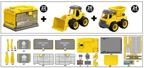 Игровой набор DIY Spatial Creativity Конструктор Бульдозер и Самосвал CJ-1614191