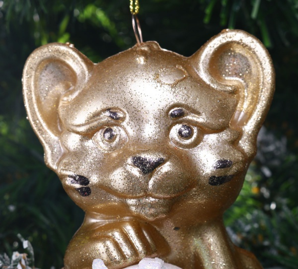 Подвеска Тигрик 3Д с подарком d 12 см золото