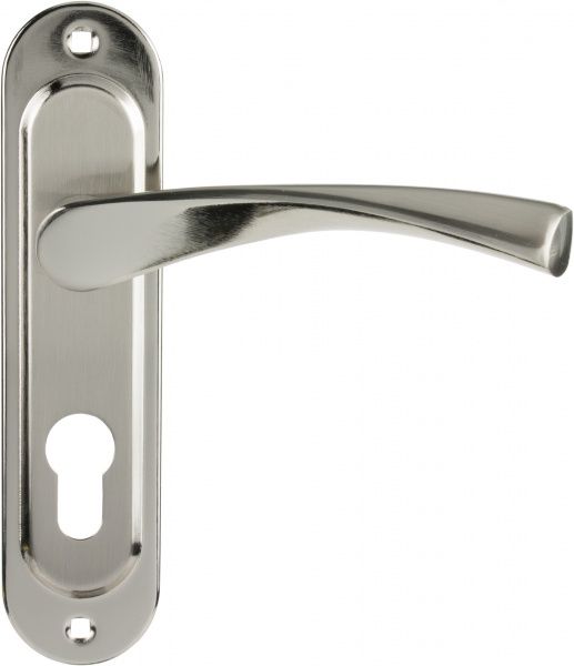 Ручка на планке Bruno + замок 1250/40 цилиндровый 50 мм никель