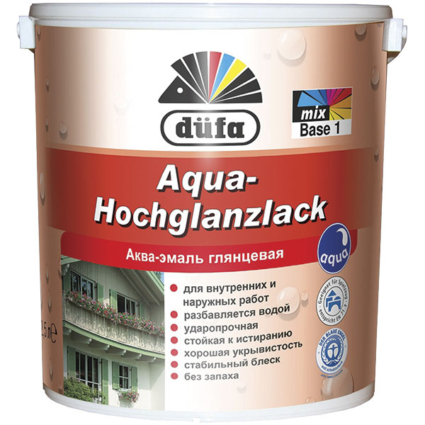 Акваэмаль Dufa Aqua-Hochglanzlack белый глянец 2,5л
