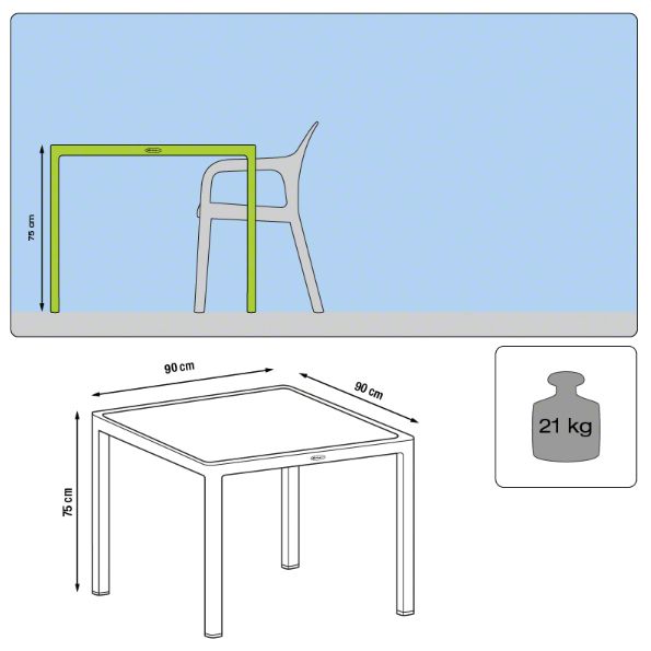 Стол Lechuza 10910 90x90 см белый 