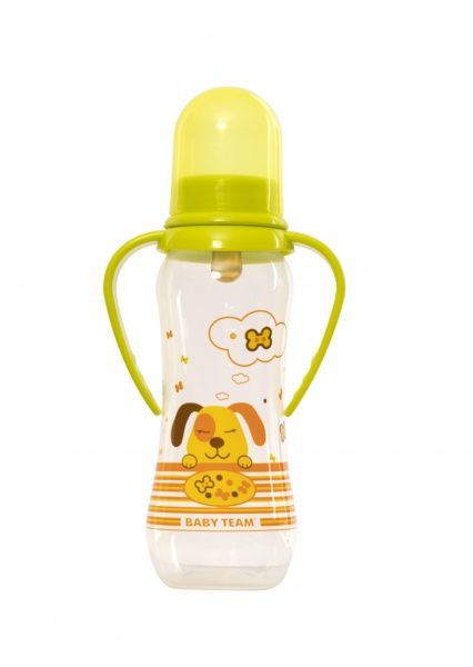 Бутылочка Baby Team с латексной соской и ручками 1311 250 мл в ассортименте